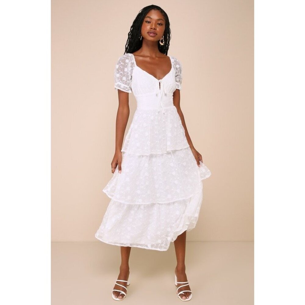 Lulus Precious Sweetie White Embroidered Midi Dress - Size L

Never worn